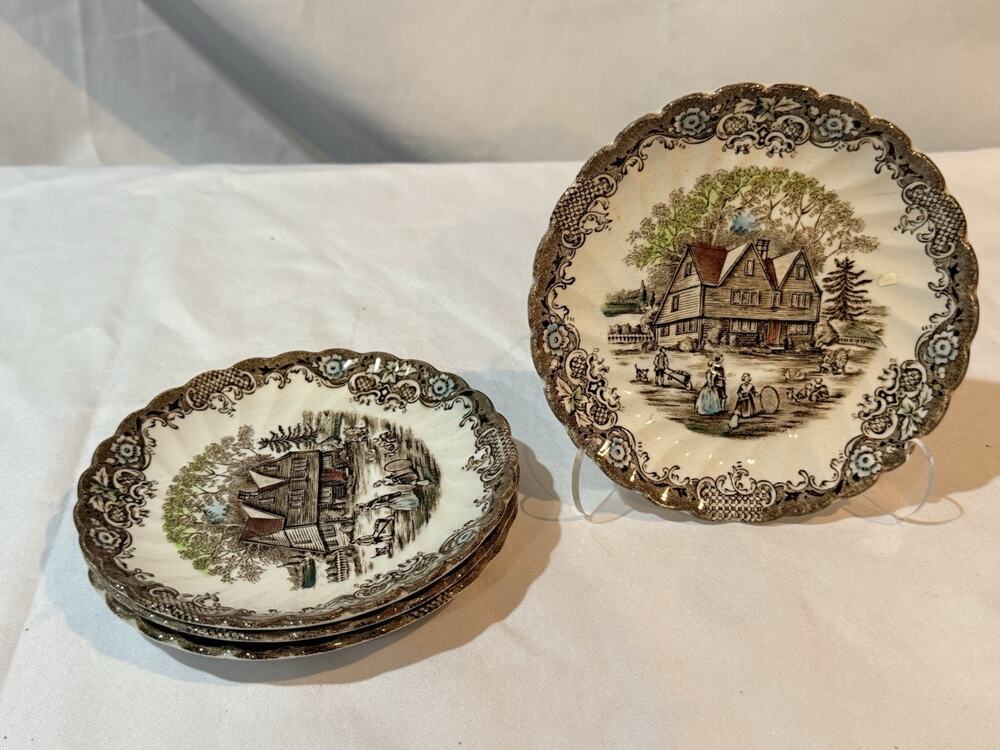 Johnson Brothers Heritage Hall Colonial Overhang 4 Bread Butter Plates England